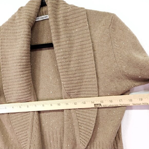 Autumn Cashmere Ribbed Drape Cardigan Size Small Open Front Nep Beige Sweater - Picture 4 of 13